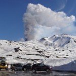 Snow and Lava - eruption strombolian activity Etna